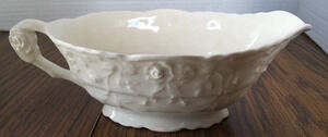 Vintage Beige MCM Pope Gosser Rose Point Gravy Boat And Plate